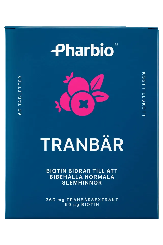 Pharbio Tranbär kosttillskott biotin mandelformad tablett