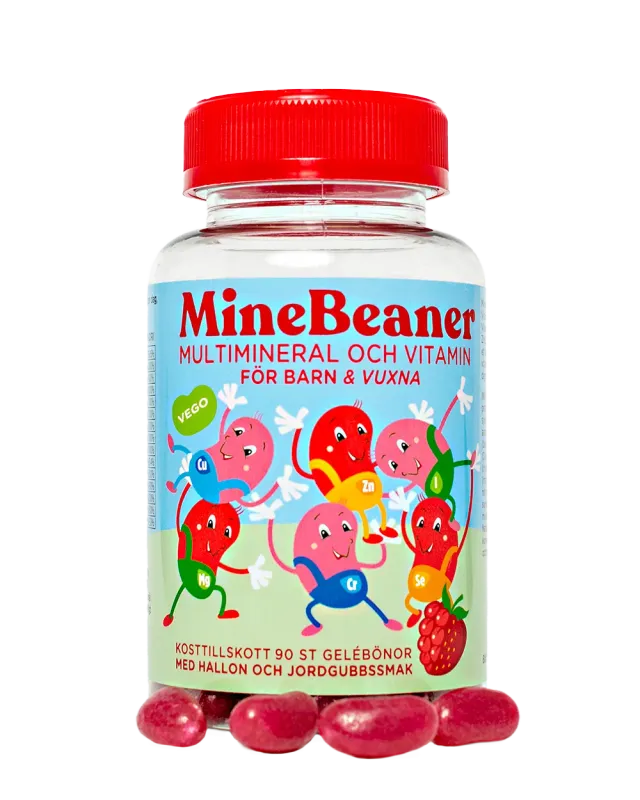 VitaFiner MineBeaner mineraler hallon jordgubb 90 gelébönor