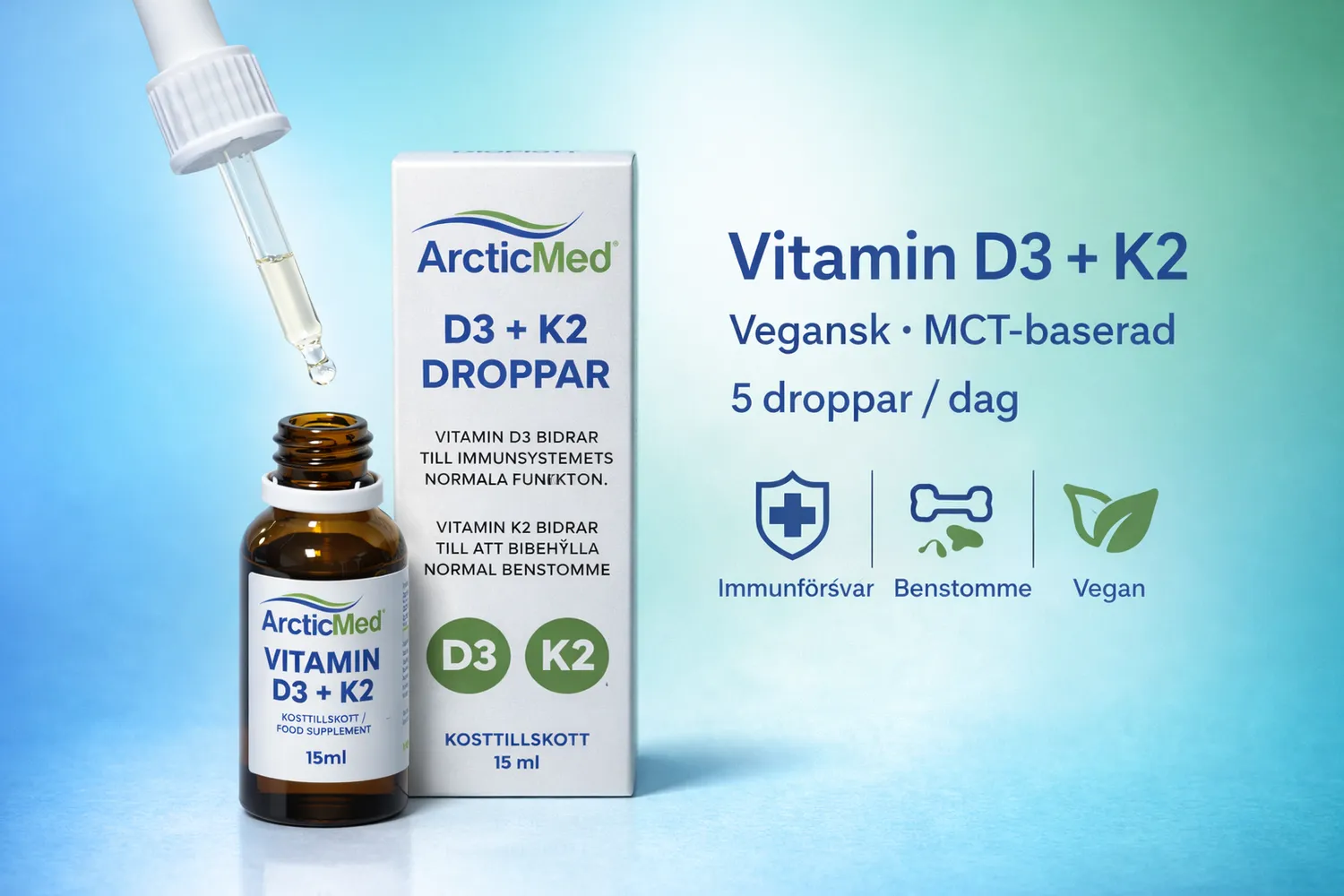 Arcticmed Vitamin D3 K2 droppar 15 ml MK-7