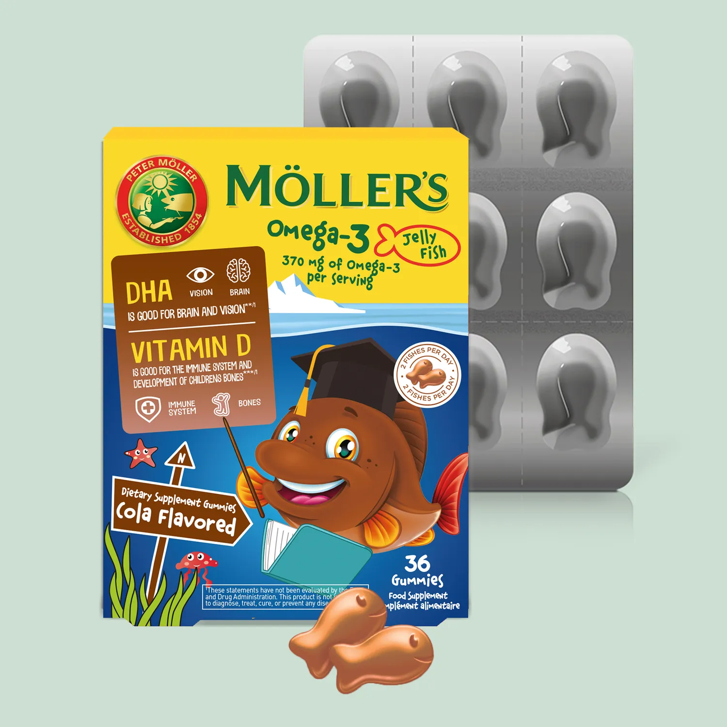 Möller's Omega-3 Jelly Fish cola geléfisk
