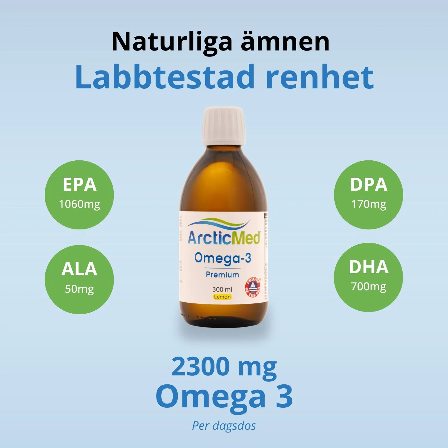 Arcticmed Omega-3 Premium fiskolja natural 300 ml
