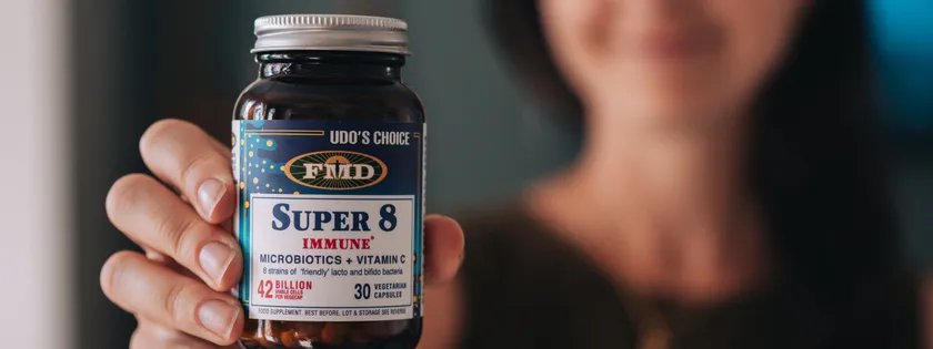 Udo's Choice Super 8 Immune probiotika C-vitamin 42 miljarder