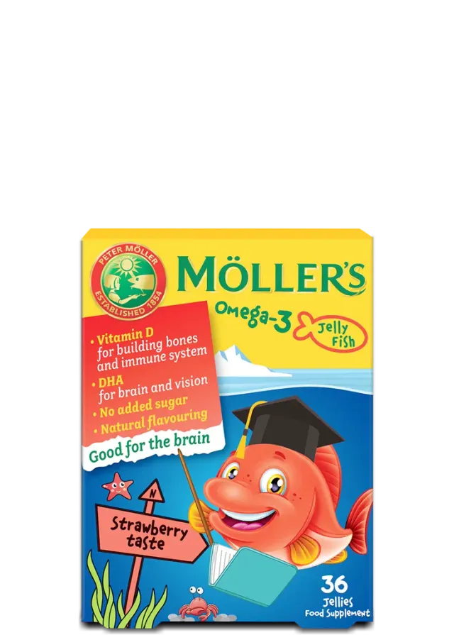 Möller's Omega-3 Jelly Fish geléfiskar jordgubb