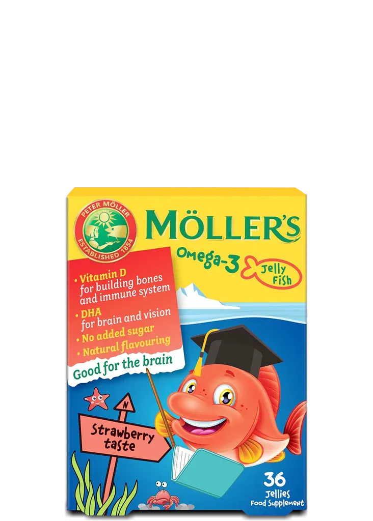 Möller's Omega-3 Jelly Fish geléfiskar jordgubb