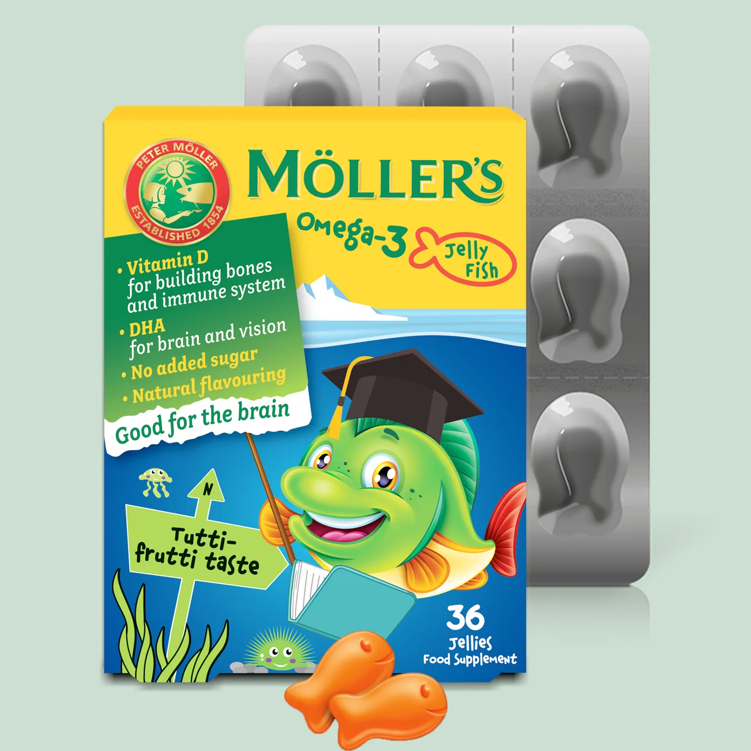 Möller's Omega-3 Jelly Fish tutti frutti geléfisk