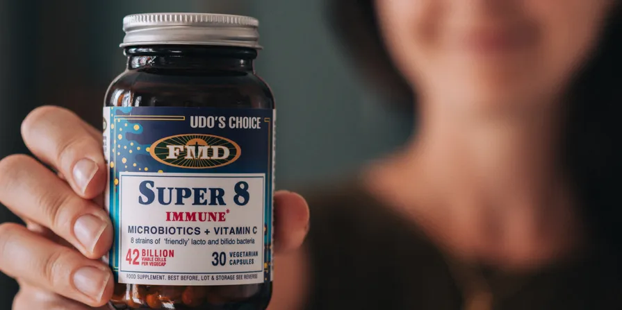 Udo's Choice Super 8 Immune probiotika C-vitamin 42 miljarder